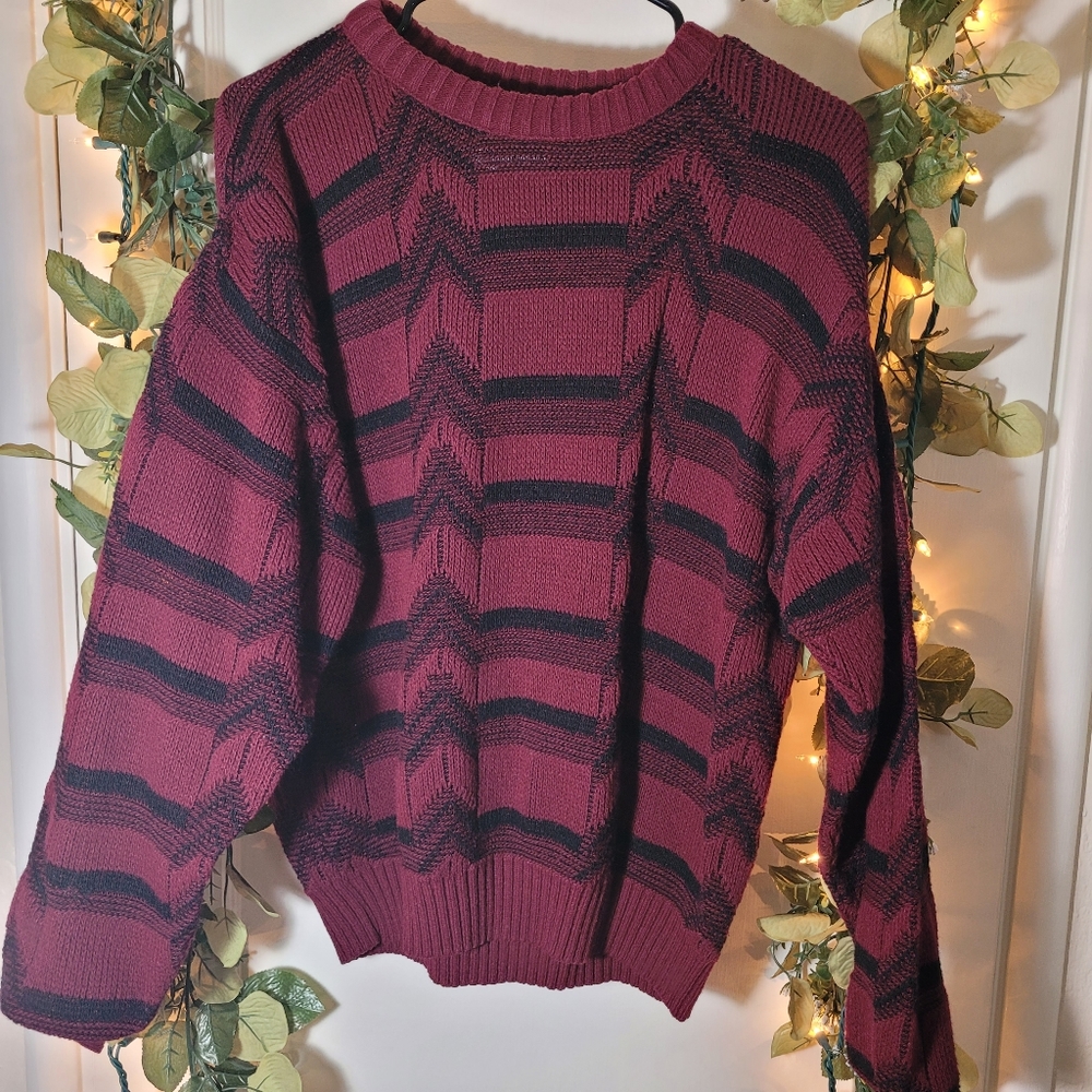 London Fog Knitted Crew Neck Sweater Sz M